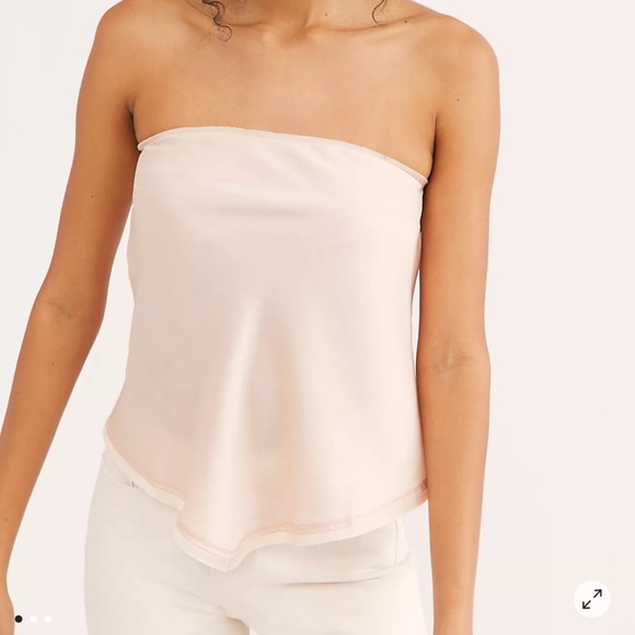 NWT Free People Take You Anywhere animal print Tube top strapless satin blue S - Picture 4 of 16